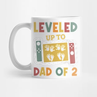 Leveled Up To Dad of 2 Dad of Two Pregnancy Announcement Gift For Men Father day Mug